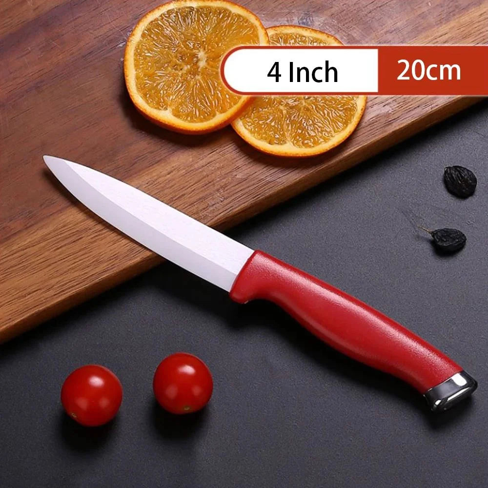 Ceramic Kitchen Knife Set – Chef, Paring & Cleaver with Sheaths Ceramic Knife Set Axl Pearl red 4 inches