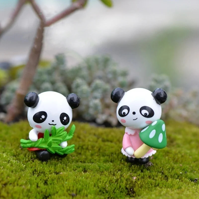 4-Pack Mini Panda Figurines – Fairy Garden & Terrarium Decor Miniature Figurines Axl