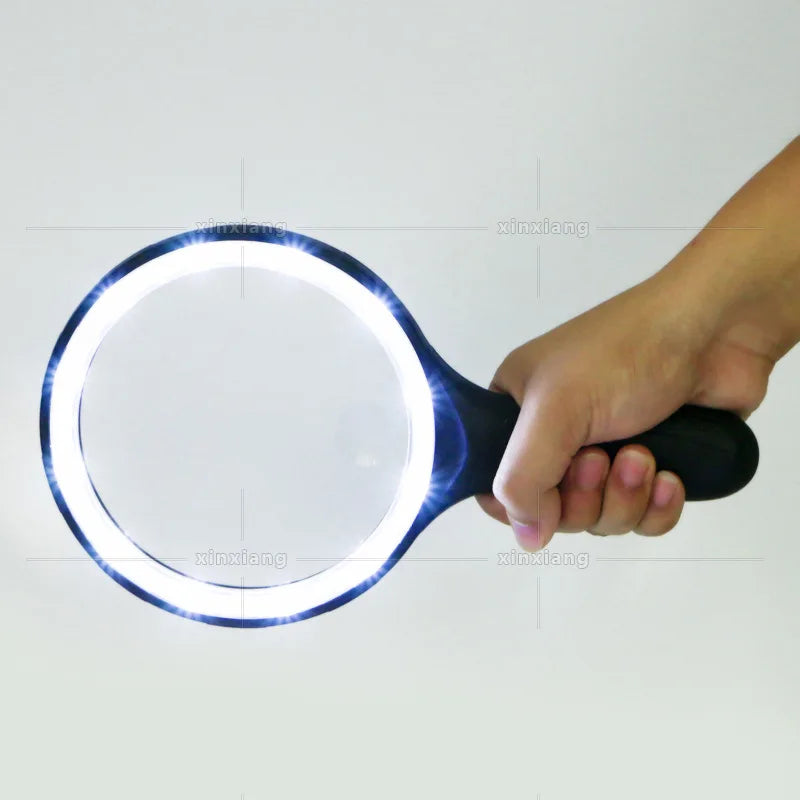 138mm LED Handheld Magnifying Glass – 12 LEDs, Anti-Slip Handle LED Handheld Magnifier Axl