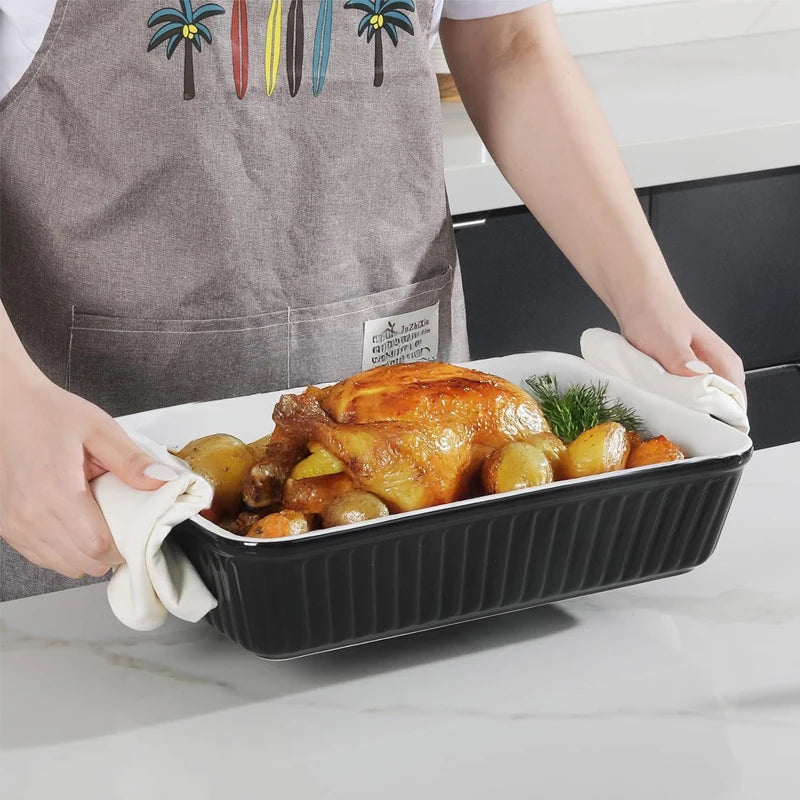 KEMORELA Ceramic Baking Dish – 3 Sizes, Handles, Oven Safe Ceramic Baking Dish Axl