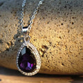 Huitan Purple Waterdrop CZ Pendant Necklace for Women Pendant Necklace Axl XL1267 45cm