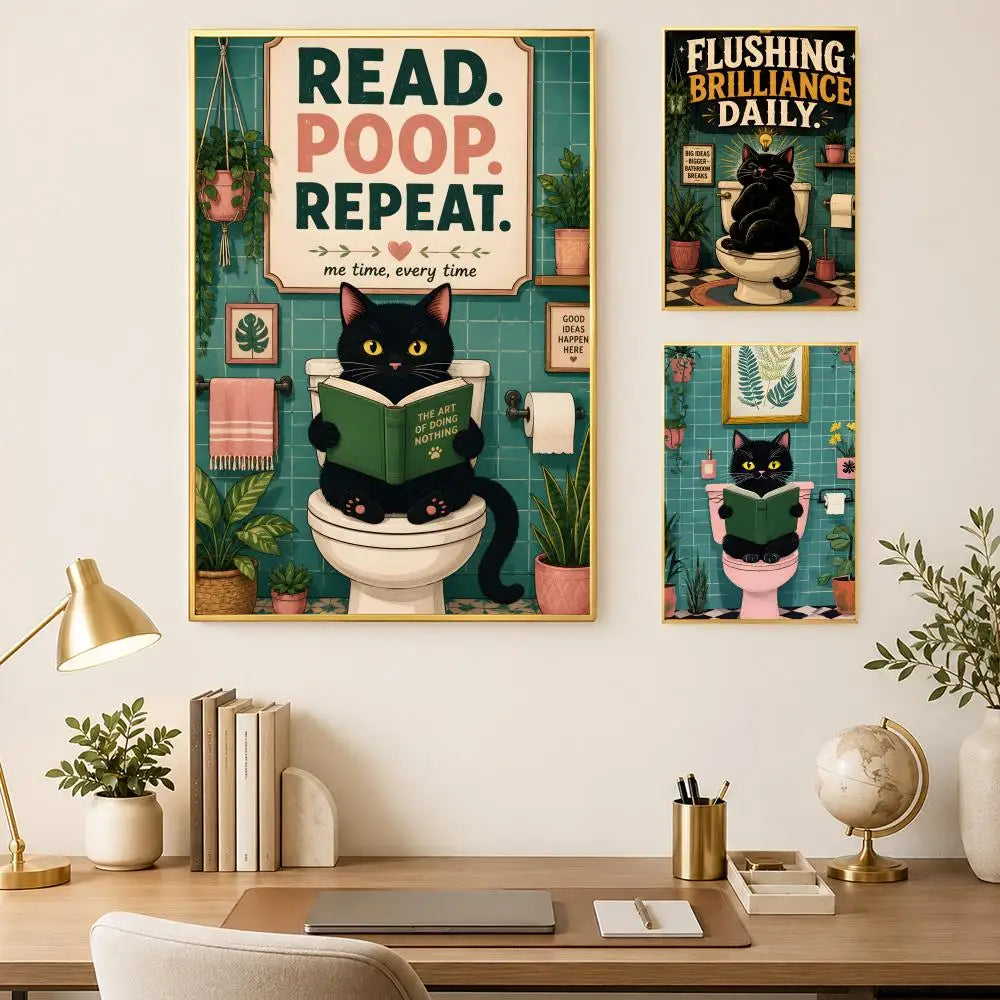 Funny Cat Slogan Self-Stick PVC Wall Art Poster – Waterproof Wall Art Poster Axl