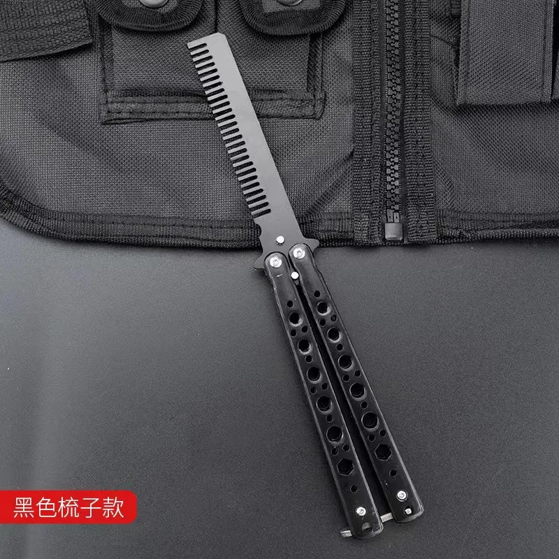 Folding Butterfly Comb – Stainless Steel Beard & Hair Styling Folding Butterfly Comb Axl A