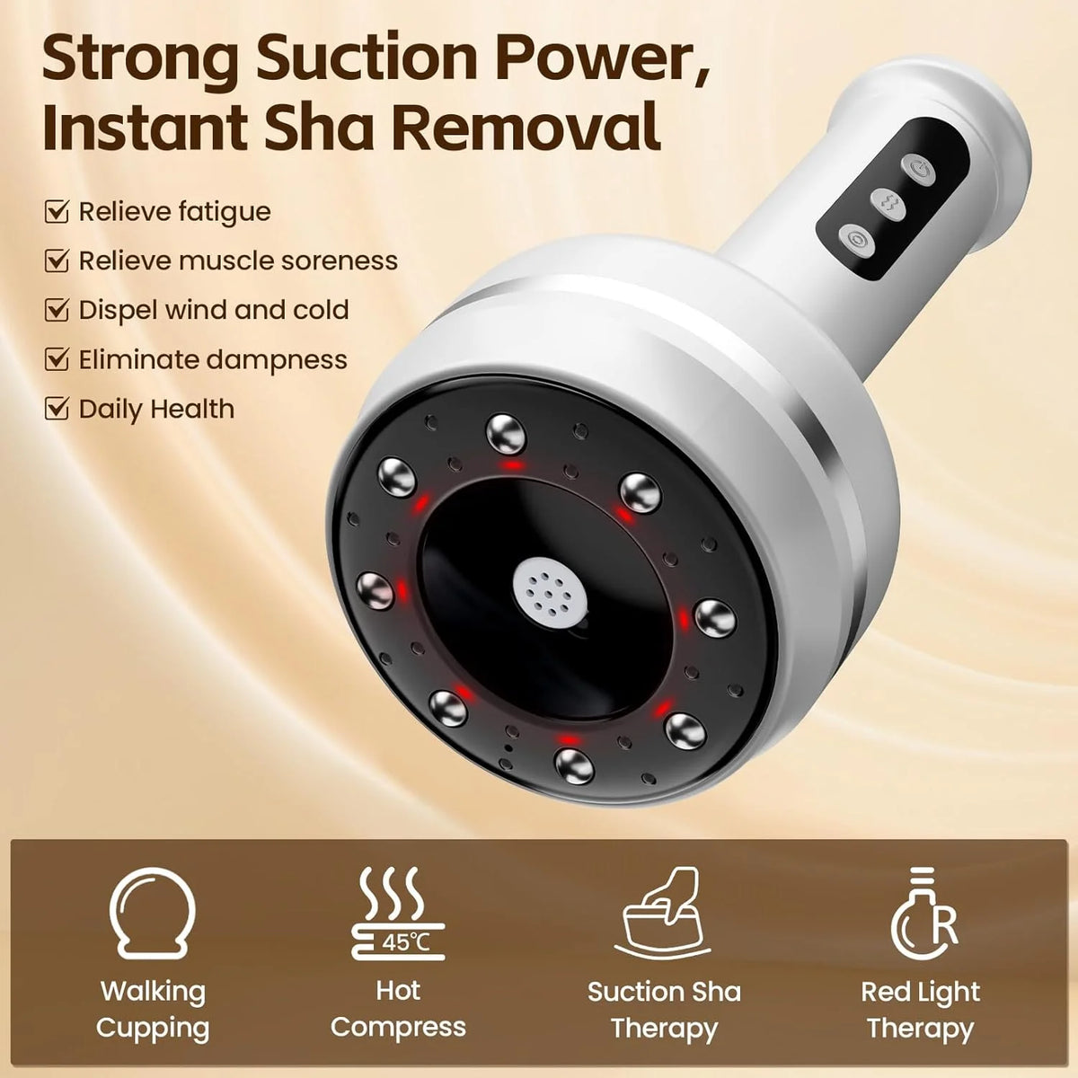 30-Speed Electric Cupping Massager – 3-in-1 Gua Sha & Heat Electric Cupping Massager Axl