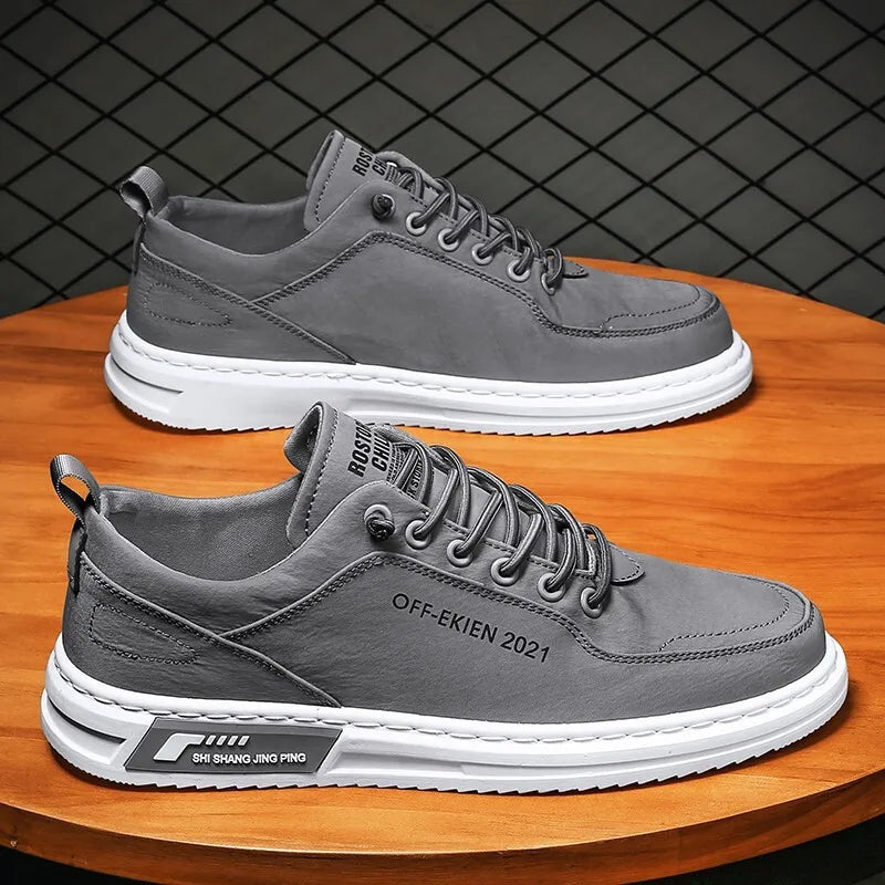 Men's Canvas Vulcanized Sneakers – Breathable Flat Casual Shoes Canvas Sneakers Axl GRAY 42