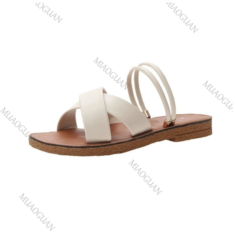 Roma Women's Cross Strap Flat Sandals – Summer Beach Shoes Flat Sandals Axl