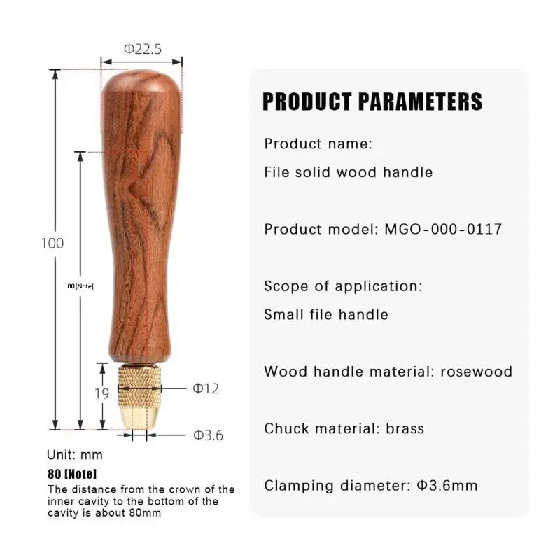 Wood File Handle with Brass Collet Chuck | DIY Hand Tool File Handle Axl Default Title