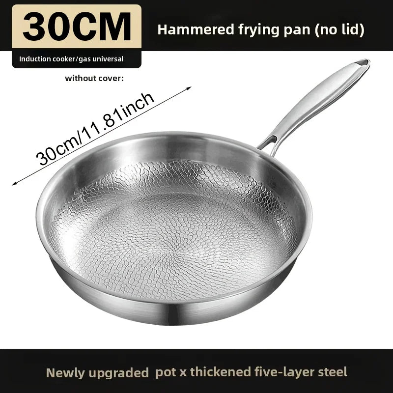 KEMORELA Hammered Steel Non-Stick Skillet 26/28/30cm Induction Non-Stick Skillet Axl 30cm lidless