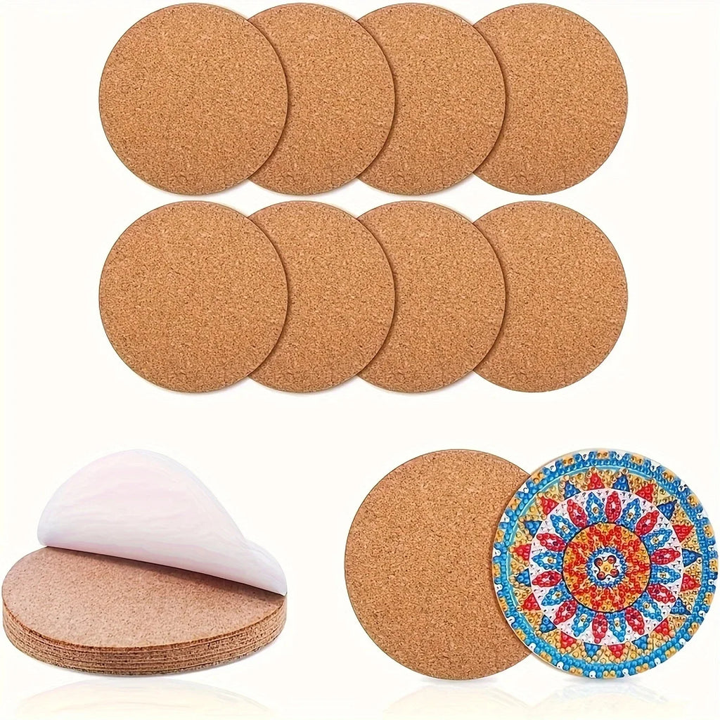 20-Piece Self-Adhesive Cork Coaster Tiles – Square & Round Pads Cork Coaster Tiles Axl 20pcs