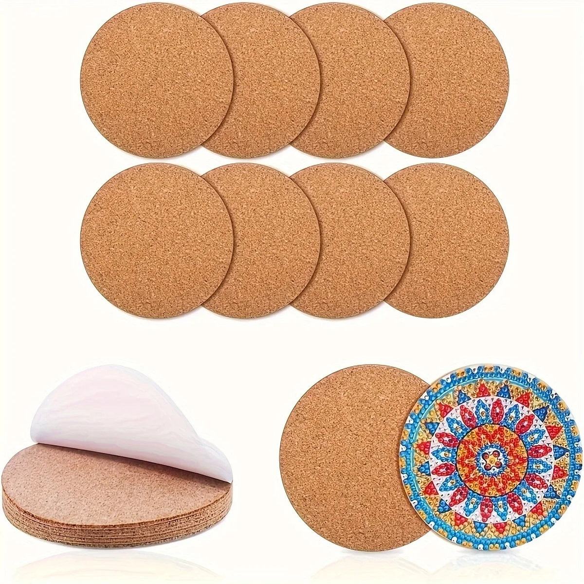 20-Piece Self-Adhesive Cork Coaster Tiles – Square & Round Pads Cork Coaster Tiles Axl 20pcs