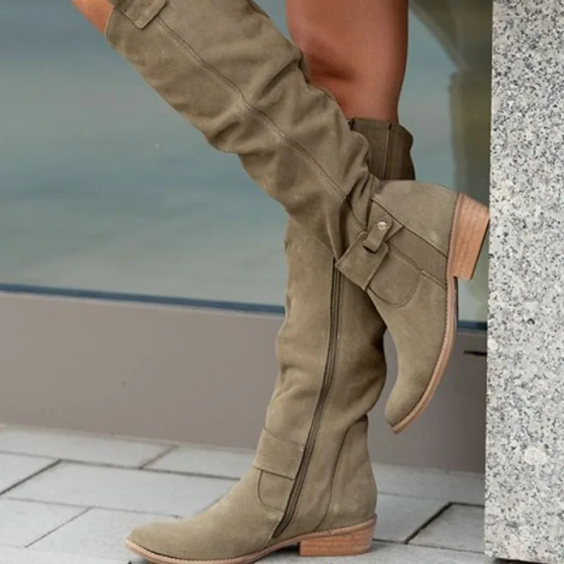 Women's Suede Ankle Boots – Low Heel Western Cowboy Booties Women's Ankle Boots Axl