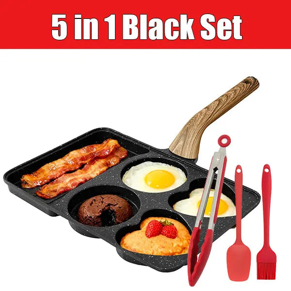5-in-1 Maifanstone Nonstick Divided Egg & Breakfast Grill Pan Divided Nonstick Pan Axl 5 in 1 Black Set