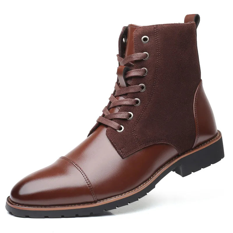 YBQJOO Men's British Ankle Boots | Wide Sizes | Waterproof PU Men's Ankle Boots Axl