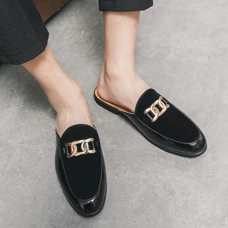 Men's Leather Slip-On Loafers – Luxury Casual Mule Slides Men's Slip-On Loafers Axl