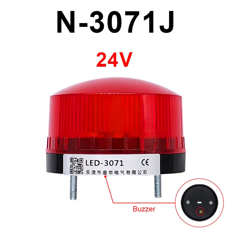 LED Strobe Warning Light with Buzzer | 12V 24V 220V IP44 Strobe Warning Light Axl Red-24V-Buzzer