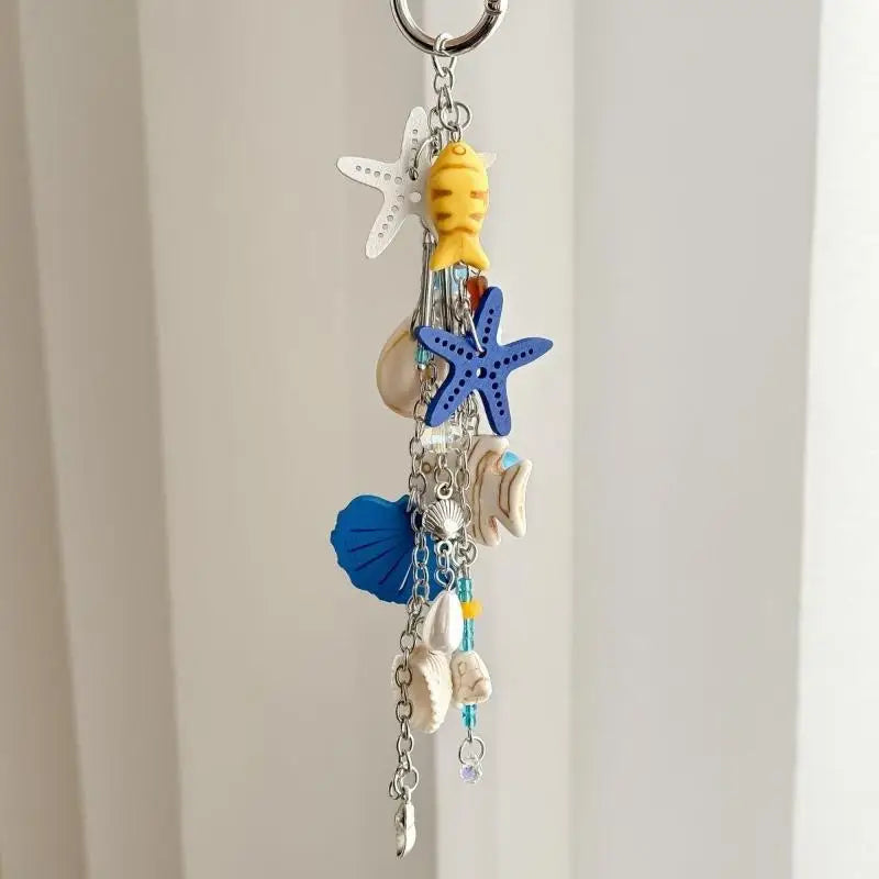 Shell Starfish Keychain – Ocean Beach Bag Charm for Women Bag Charm Keychain Axl
