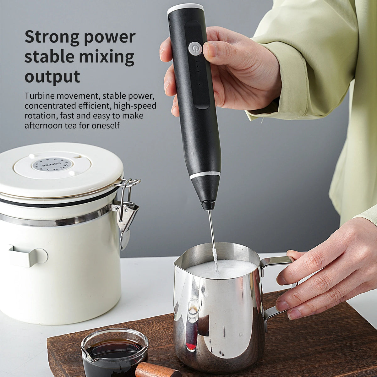 Mini Handheld Milk Frother Wand – USB Rechargeable Mixer Milk Frother Wand Axl