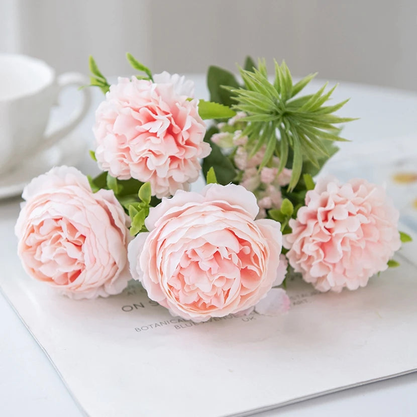 Silk Artificial Chrysanthemum Peony Bouquet – Home & Wedding Decor Artificial Flower Bouquet Axl color 3 1pc