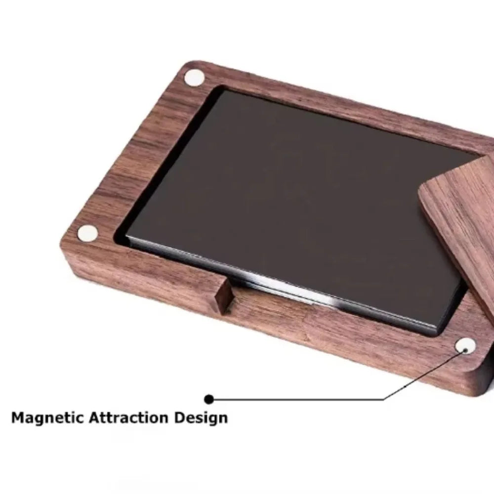 Black Walnut Wood Business Card Holder – Magnetic Closure Business Card Holder Axl