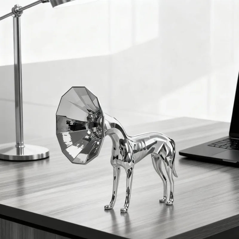 Nordic Trumpet Dog Figurine – Modern Metal Sculpture Décor Decorative Figurine Axl
