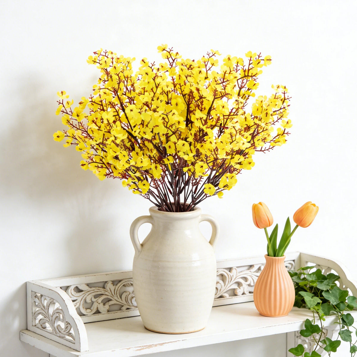 Silk Artificial Gypsophila Peach Blossom Stems | Wedding Décor Artificial Flower Stems Axl