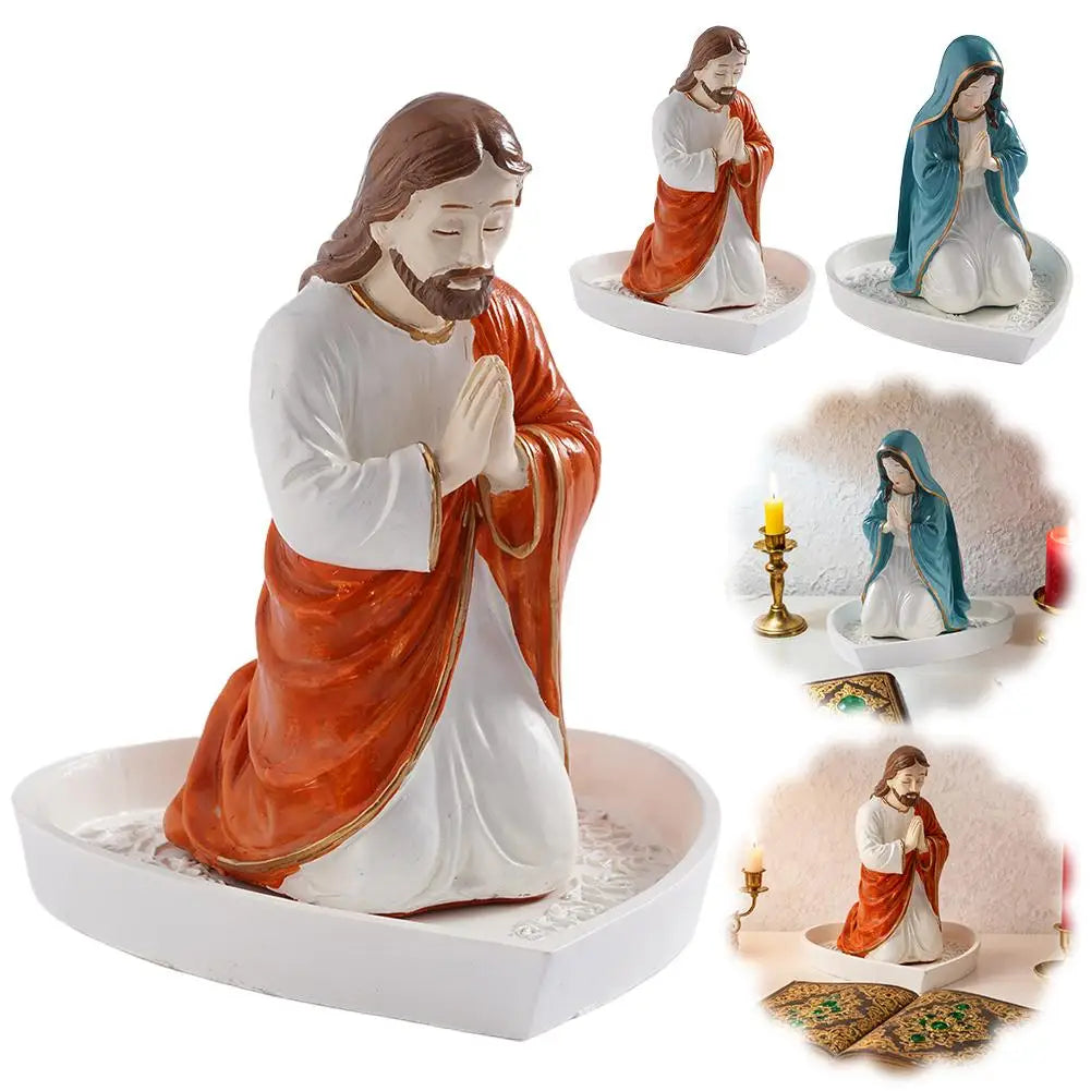 Virgin Mary Rosary Holder Resin Statue | Desktop Prayer Ornament Religious Resin Statue Axl