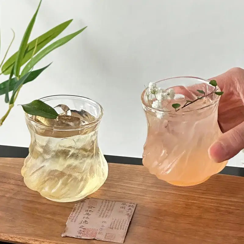Bamboo Shape Glass Cup – Large Capacity Clear Drinking Mug Glass Drinking Cup Axl
