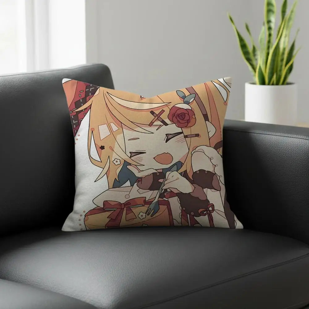 Kagamine Rin Linen Cushion Cover | Anime Pillow Case 6 Sizes Decorative Cushion Cover Axl White4 40X40cm