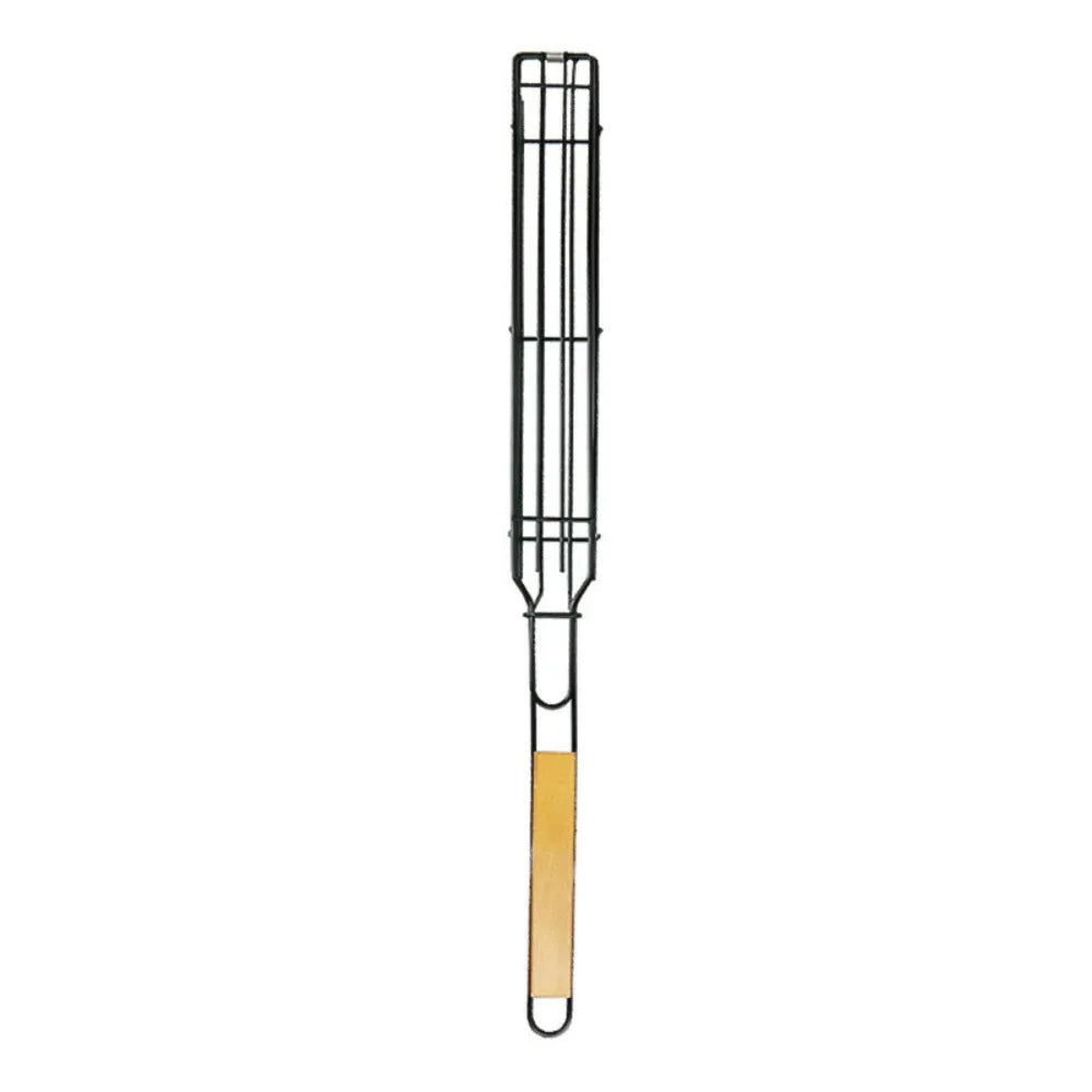 Wooden Handle BBQ Grill Basket – Nonstick Mesh Clip for Camping BBQ Grill Basket Axl Wood