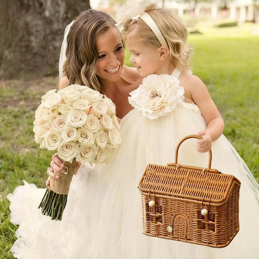 Imitation Rattan Storage Basket with Lid | Rustic Home Organizer Storage Basket Axl