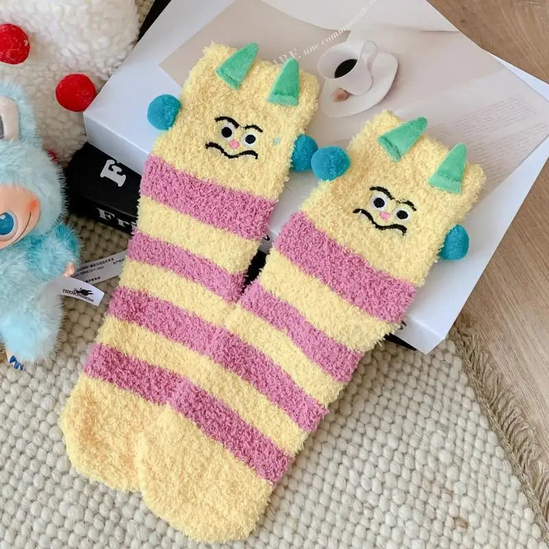 Women's Fluffy Coral Fleece Socks – 3D Dog Ear Cartoon Design Novelty Fluffy Socks Axl 18 One Size