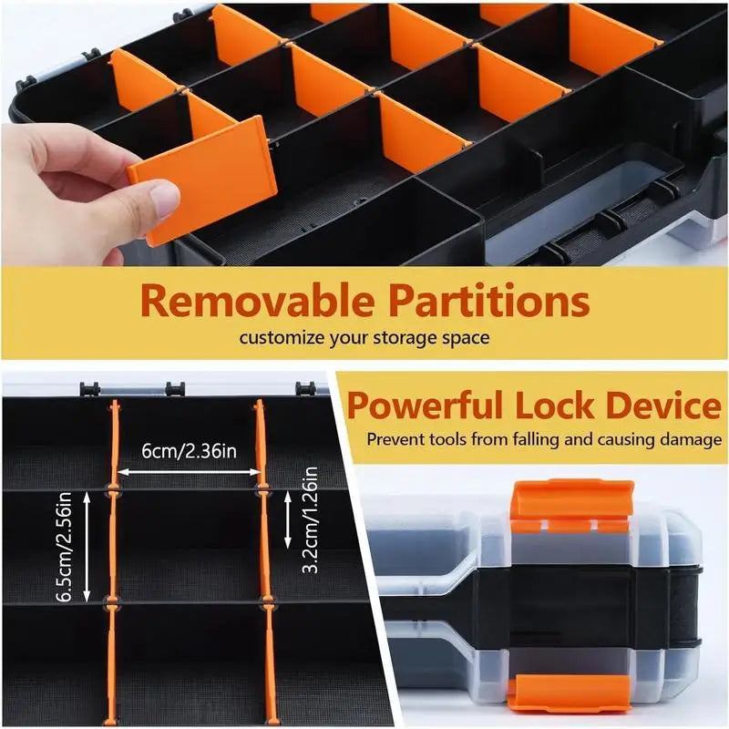 Double-Sided Hardware Organizer Box with Removable Dividers Storage Organizer Box Axl