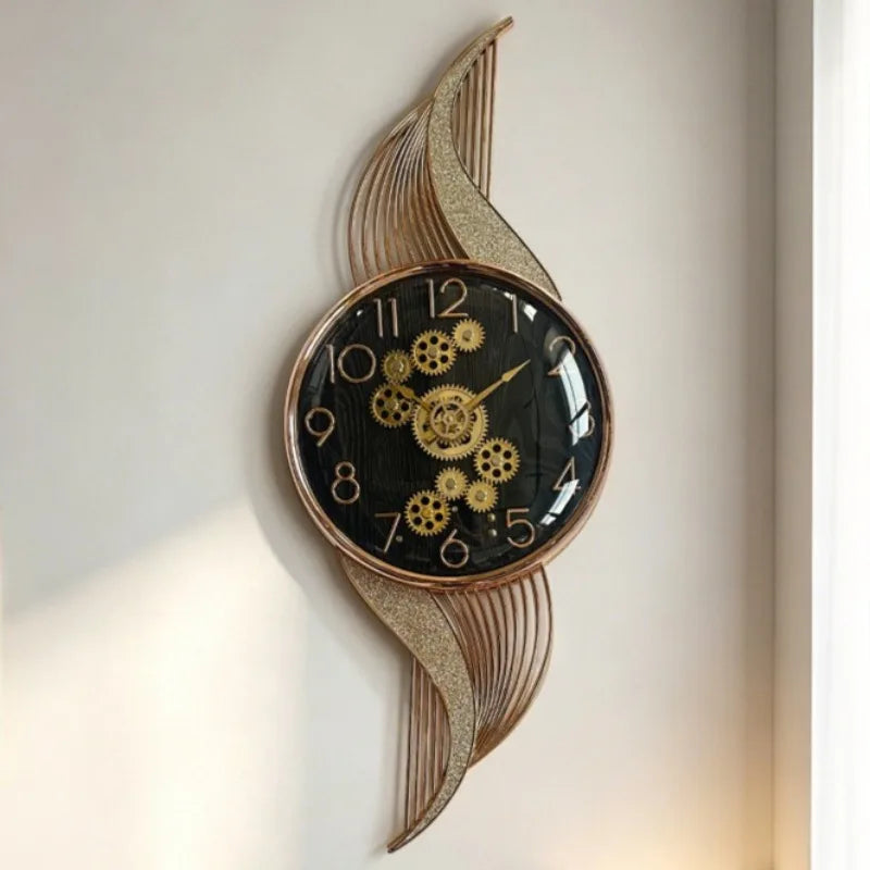 Modern Silent Large Wall Clock – Minimalist Geometric Decor Wall Clock Axl Black