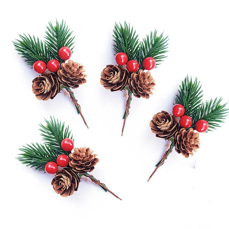 10-Pc Artificial Pine Cones & Red Berries – Holiday Decor Holiday Decor Set Axl