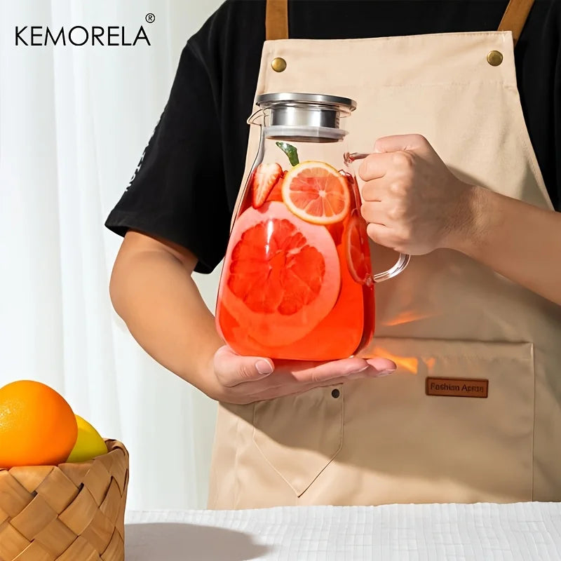 KEMORELA 2L Glass Pitcher with Lid | Hot & Cold Drinks Glass Pitcher Axl
