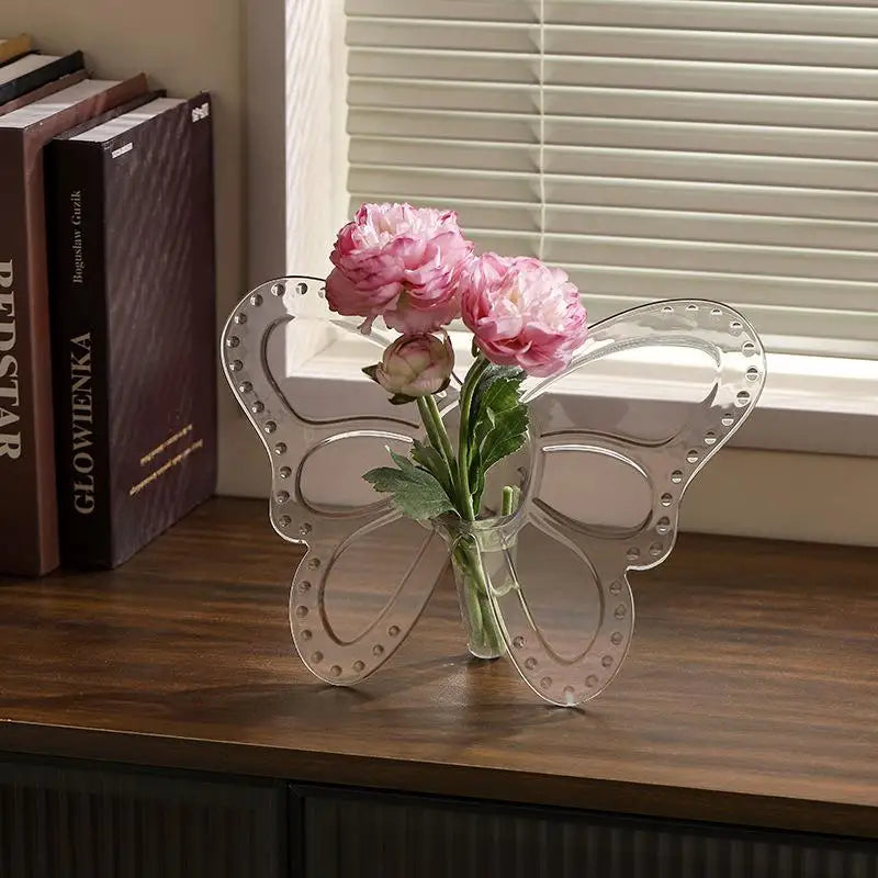 Transparent Acrylic Butterfly Flower Vase | 3D Home Décor Decorative Vase Axl