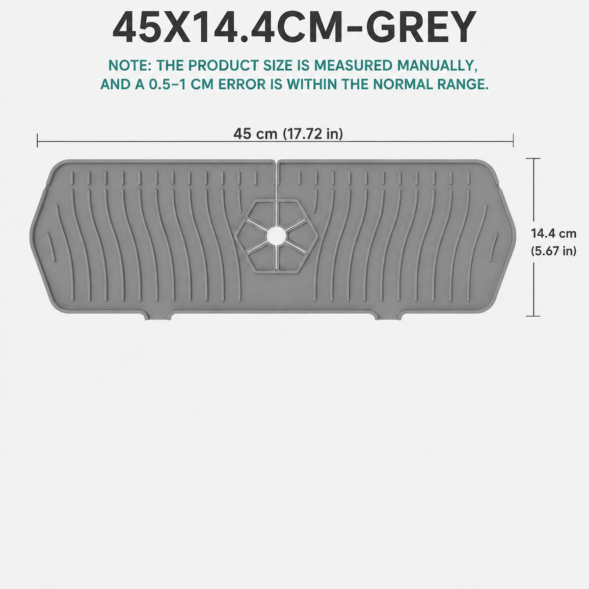 Uwhise Silicone Faucet Drip Catcher Tray | Sink Splash Guard Mat Sink Drip Mat Axl 45x14.4cm-Grey