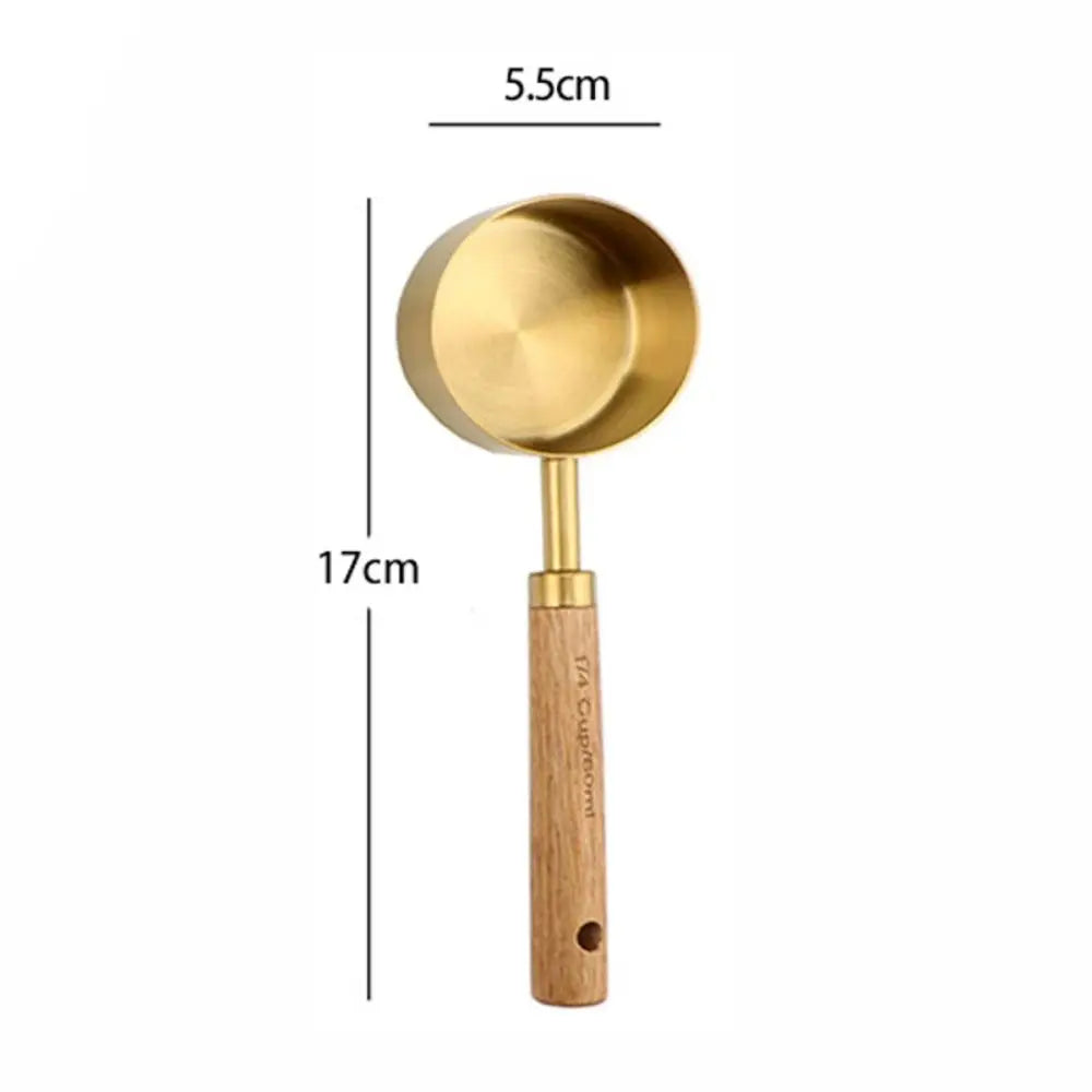 Wooden Handle Stainless Steel Measuring Cups & Spoons Set Measuring Cups & Spoons Axl 60ml