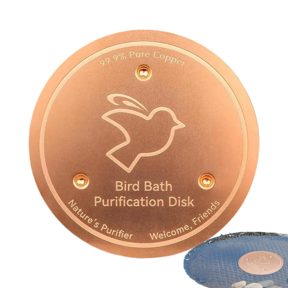 Copper Bird Bath Disk – Outdoor Triple-Point Support Water Bowl Bird Bath Dish Axl