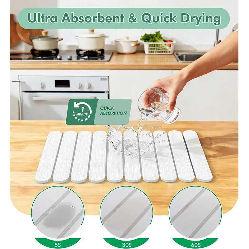 Roll-Up Diatomite Dish Drying Mat – Quick Dry & Non-Slip Dish Drying Mat Axl