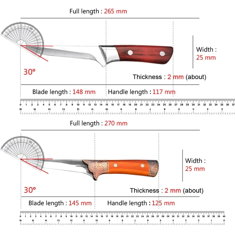 InLeung Stainless Steel Boning Knife – 14.8" Kitchen Utility Boning Kitchen Knife Axl