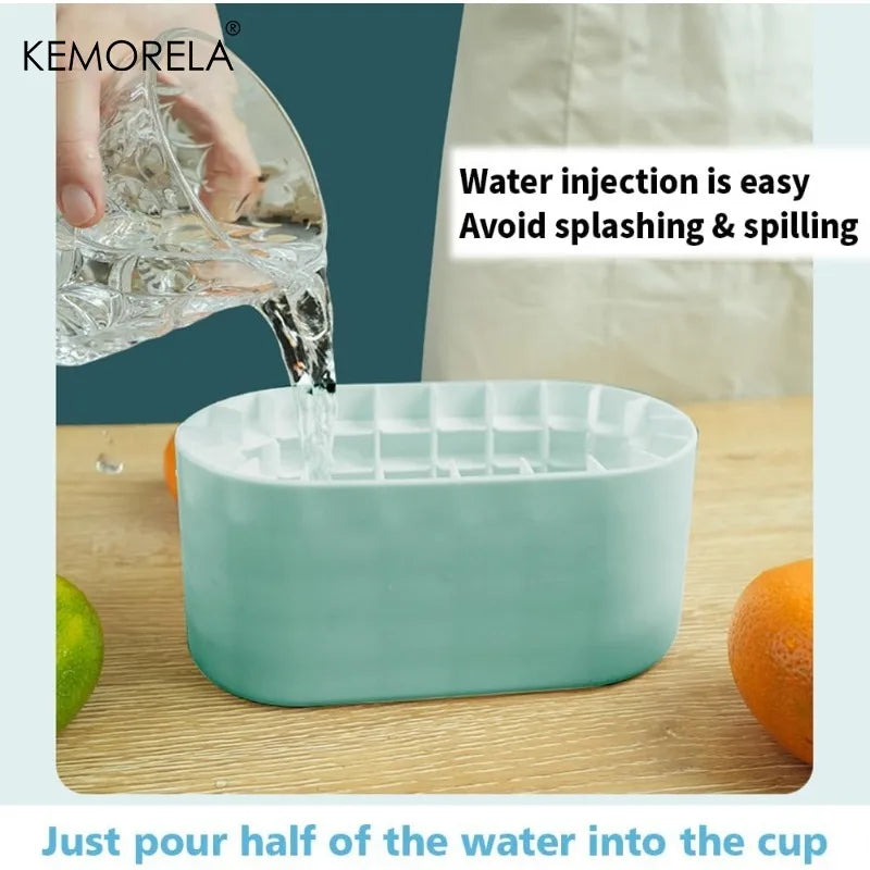 KEMORELA Silicone Ice Cube Mould with Oval Bucket & Storage Box Silicone Ice Mould Axl