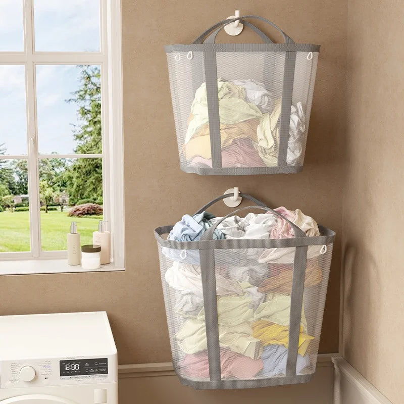Foldable Mesh Laundry Basket with Handle – Large Capacity Laundry Basket Axl