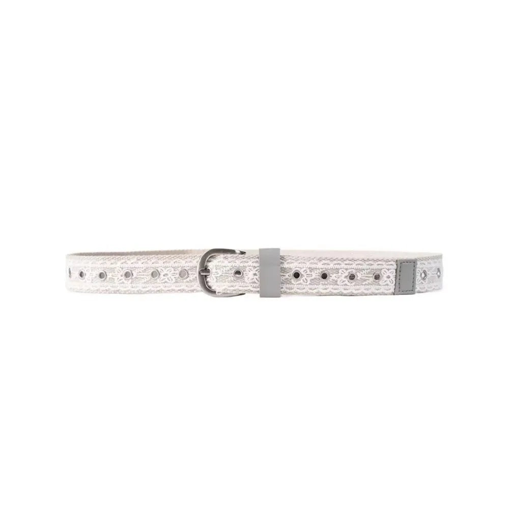 Korean Lace Canvas Waist Belt – Y2K Metal Buckle for Women Lace Waist Belt Axl Beige