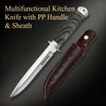 Fixed-Blade Kitchen Knife with Leather Sheath | Carbon Steel Fixed-Blade Kitchen Knife Axl PP Handle