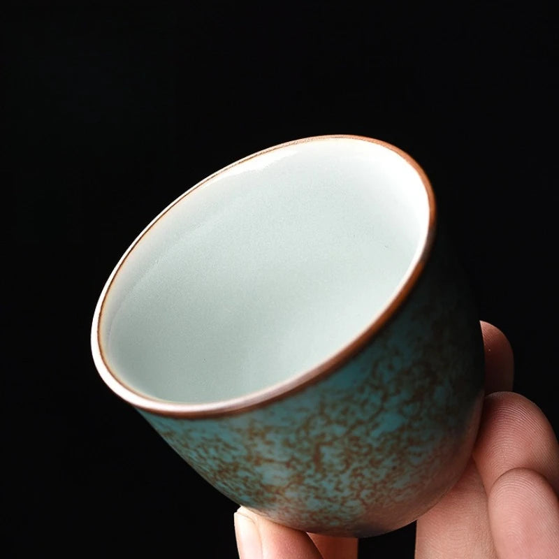 Japanese Crackle Glaze Ceramic Kung Fu Teacup – Vintage Green Ceramic Teacup Axl