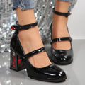 Women's Chunky Heel Mary Jane Pumps | Gothic Ankle Strap Chunky Heel Pumps Axl black 37