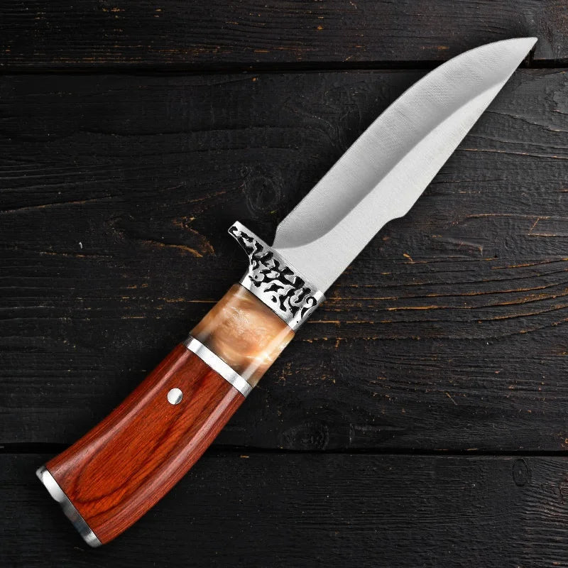Serbian Boning Knife – Stainless Steel & Colored Wood Handle Fixed Blade Knife Axl
