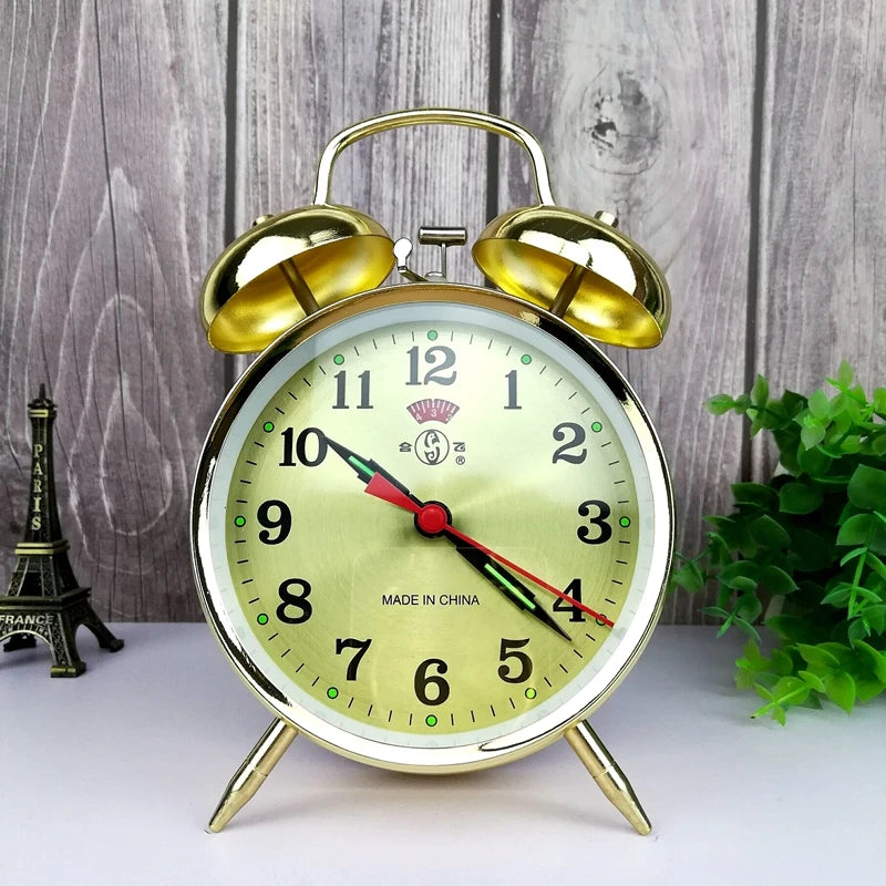 Vintage Gold Mechanical Alarm Clock – Silent Metal Desk Clock Mechanical Alarm Clock Axl