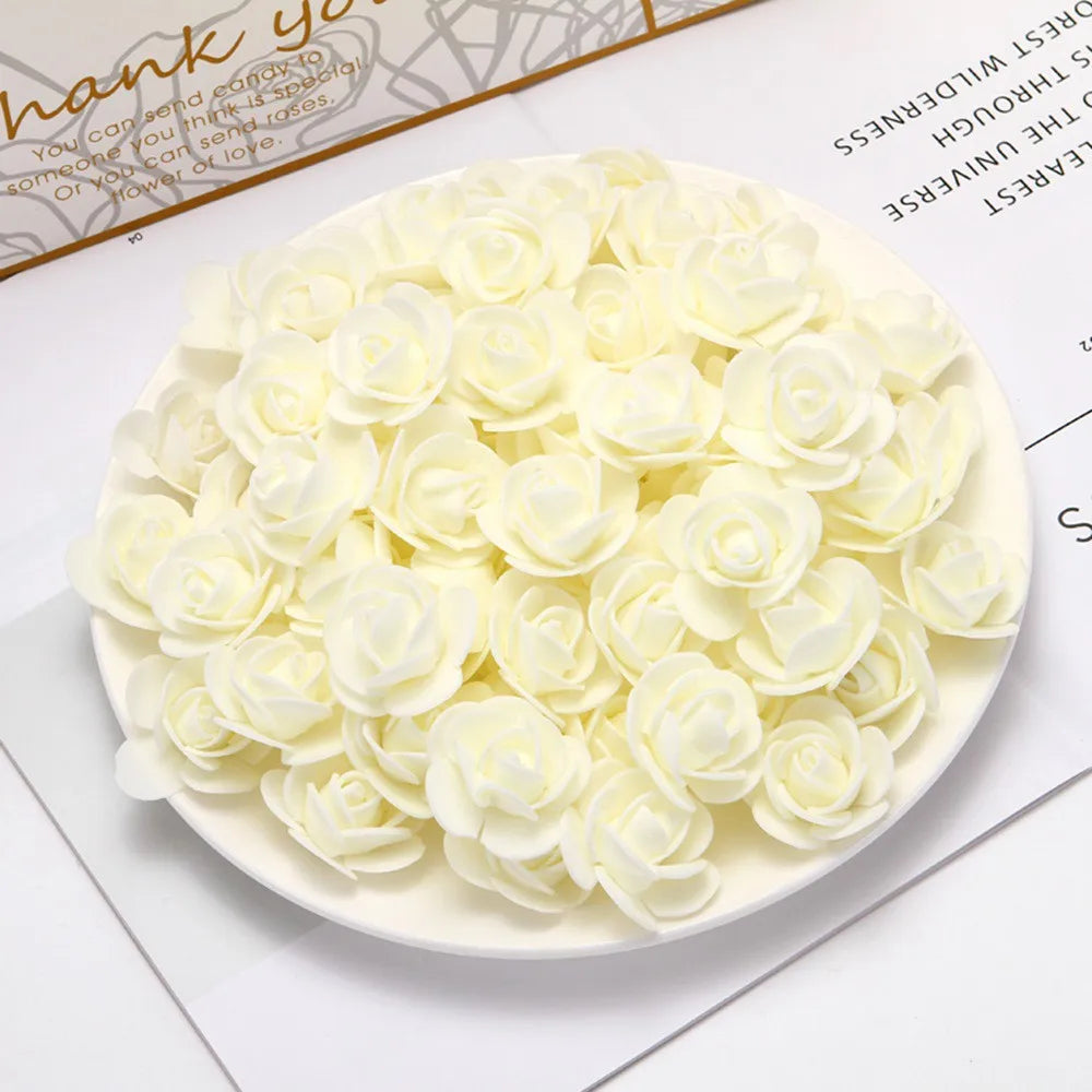 PE Foam Artificial Rose Flower Heads | Wedding & Party Decor Artificial Flower Heads Axl milk white 50pcs